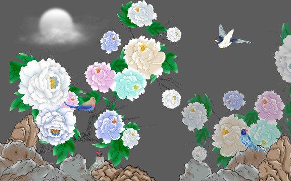 牡丹花鳥