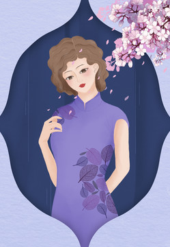 國風(fēng)旗袍女子