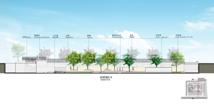 景觀剖面效果圖psd