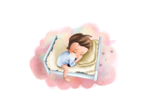 睡覺的小天使插畫