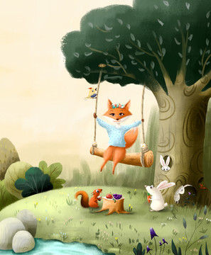 童话森林动物插画