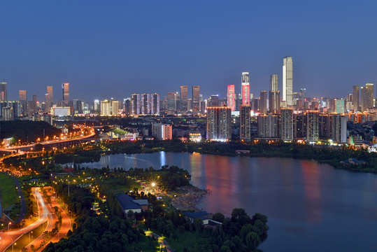 长沙西湖文化园城市建筑风光夜景