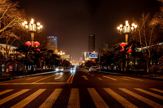 节日里的中国长春城区夜景