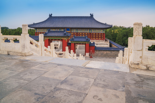 北京天坛公园历史古建筑风光