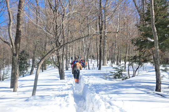 雪地爬山