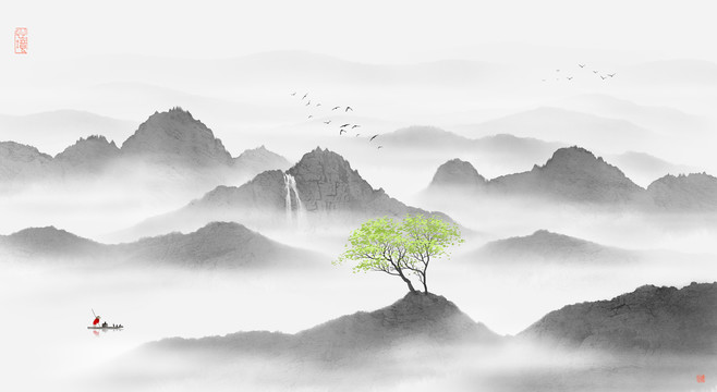 意境水墨山水畫(huà)