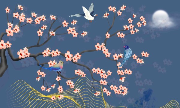 新中式花鳥(niǎo)背景