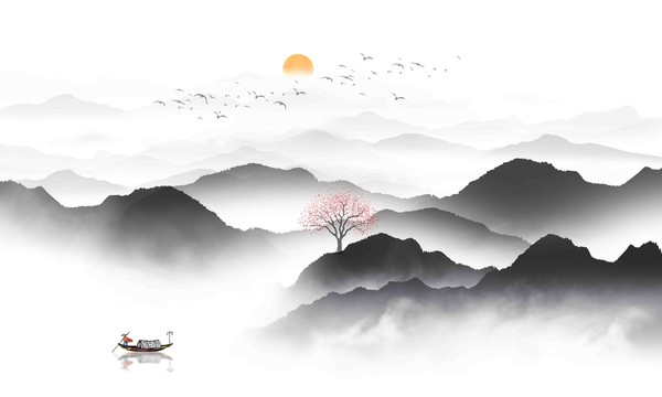 中式水墨山水畫(huà)