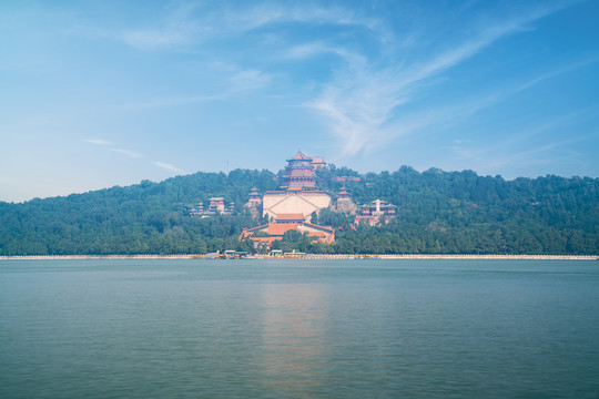 北京颐和园昆明湖和万寿山佛香阁