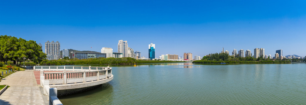 厦门筼筜湖湖景全景