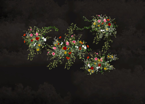 白綠色婚禮手繪花藝高清PS分層