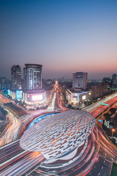 中国上海五角场广场城市建筑道路