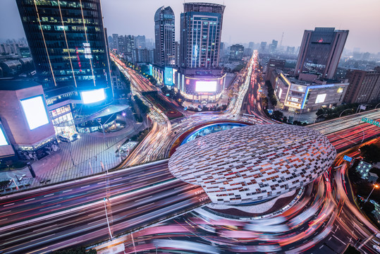 中国上海五角场广场城市建筑道路