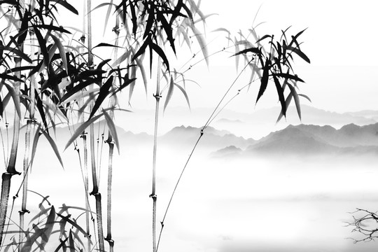 水墨竹