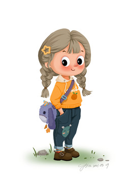 卡通插畫可愛女孩