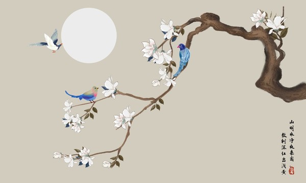 玉蘭花工筆背景