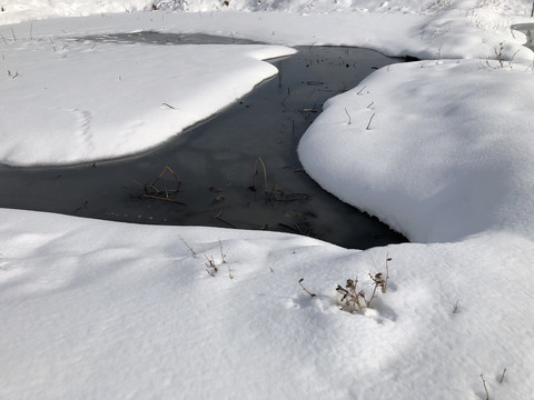 雪地溪流