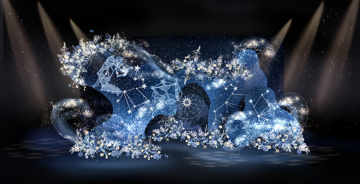 藍色夢幻星空婚禮合影區(qū)