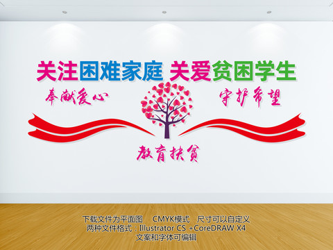 關(guān)注貧困學生展板