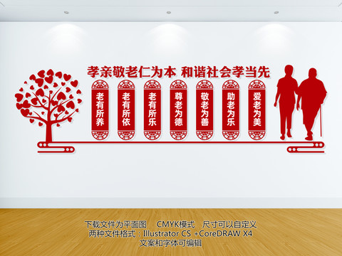 敬老院文化墻展板