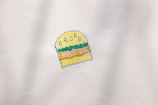 儿童画彩色蜡笔汉堡