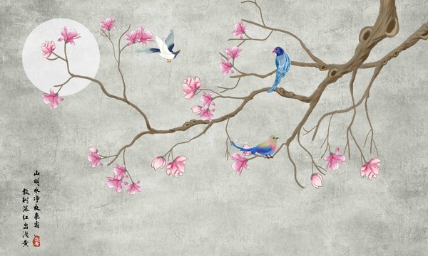 玉蘭花花鳥