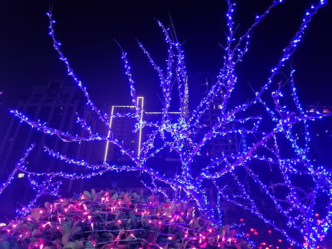 植物夜景装饰彩灯