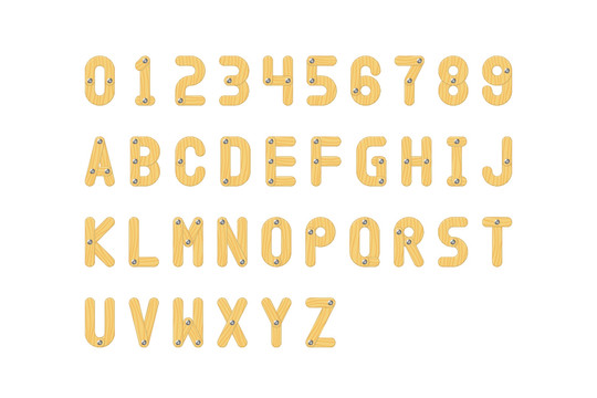 木质纹理数字字母