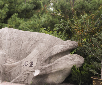 中国西安世博园石鱼石雕
