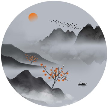 新中式水墨山水画国山水装饰画