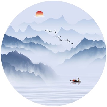 新中式水墨山水畫國(guó)畫山水裝飾畫