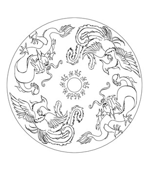 矢量圖龍鳳吉祥圖案
