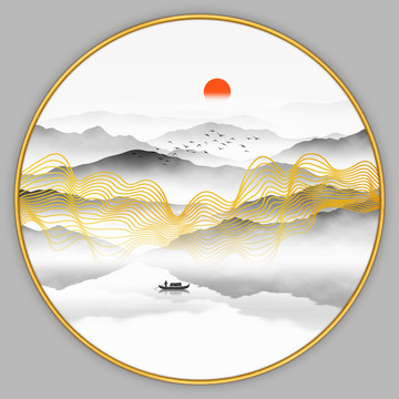 禪意線條山水畫