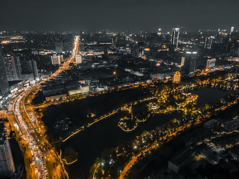 安徽合肥大东门夜景航拍