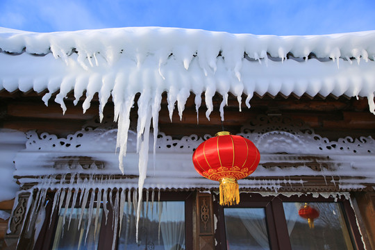 雪村农家木屋雪景