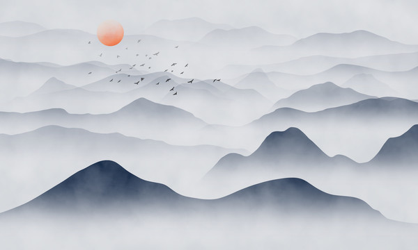 水墨山水裝飾畫(huà)