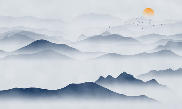 中國風水墨山水背景