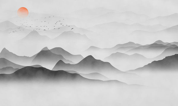 中國風(fēng)水墨山水背景