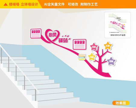 心理咨詢樓道校園文化墻