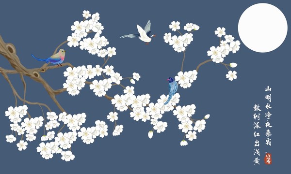 梅花背景手繪畫