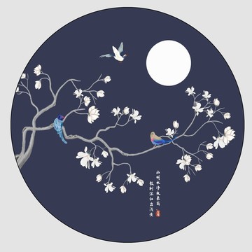 手繪花鳥壁畫