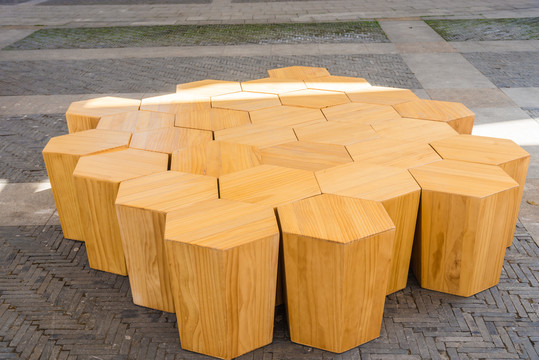 六角形木凳