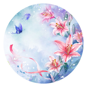 水彩百合花插畫