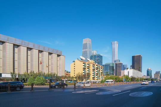 北京建国门大街城市建筑和交通