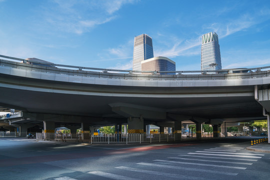 北京建国门大街立交桥和城市交通