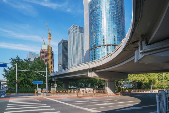 北京建国门大街立交桥和城市交通