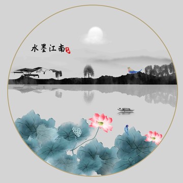 江南山水壁畫(huà)