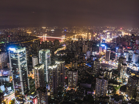 重庆夜景大坪渝中区航拍