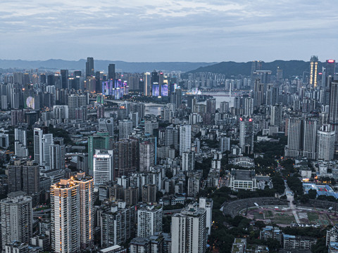 重庆夜景航拍全景图