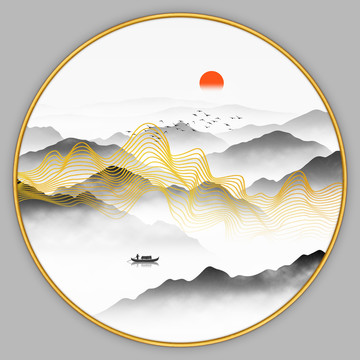 抽象禪意山水畫